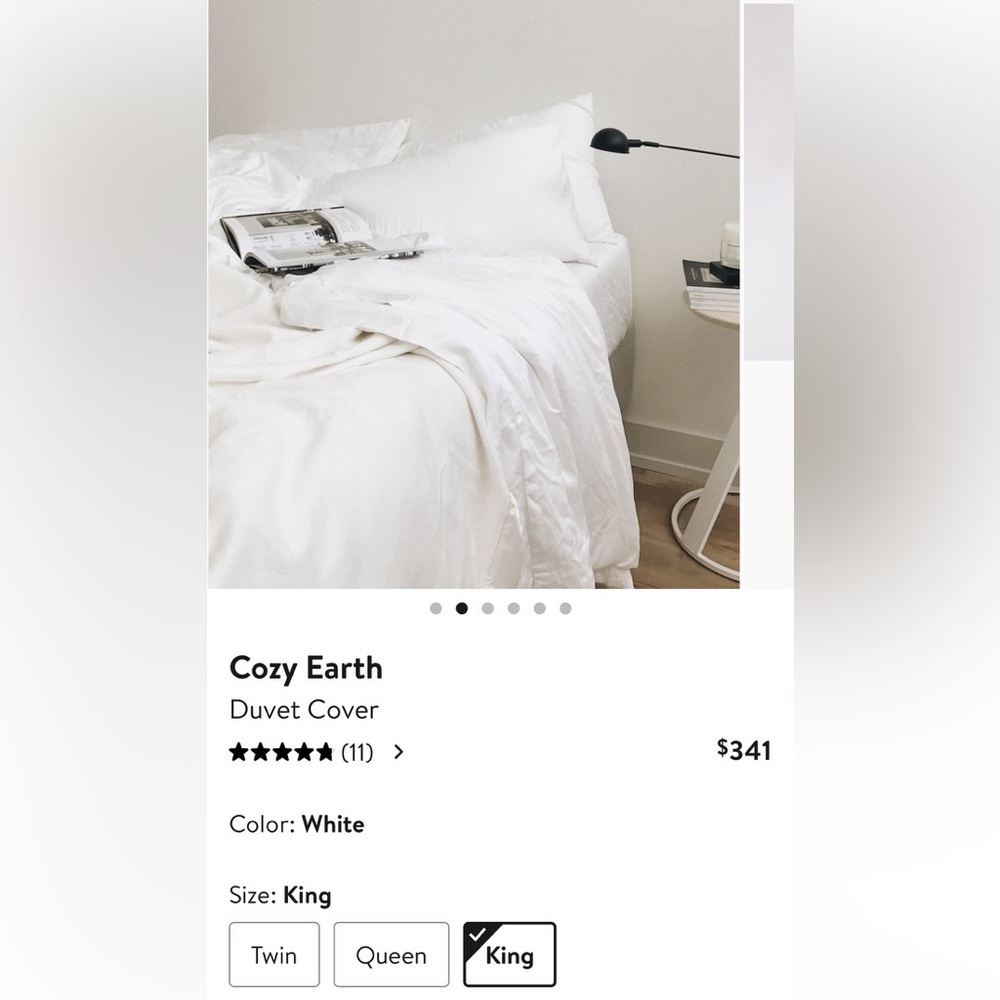 Cozy Earth King size Duvet cover- White